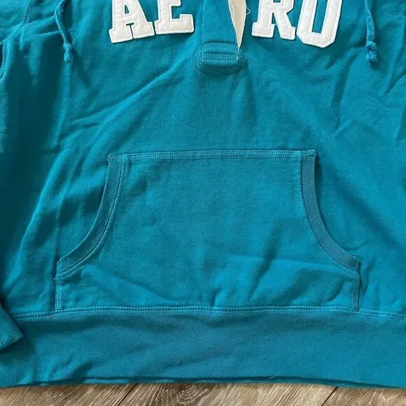 Aeropostale Vintage Y2K Blue Pullover Hooded Sweatshirt - Picture 3 of 9